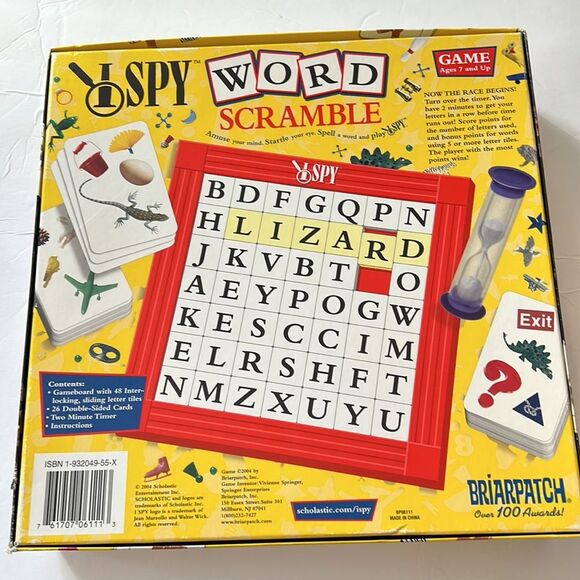 I SPY WORD SCRAMBLE Game Scholastic Briarpatch 7 Up Family Fun NWOT Educational - Picture 7 of 9